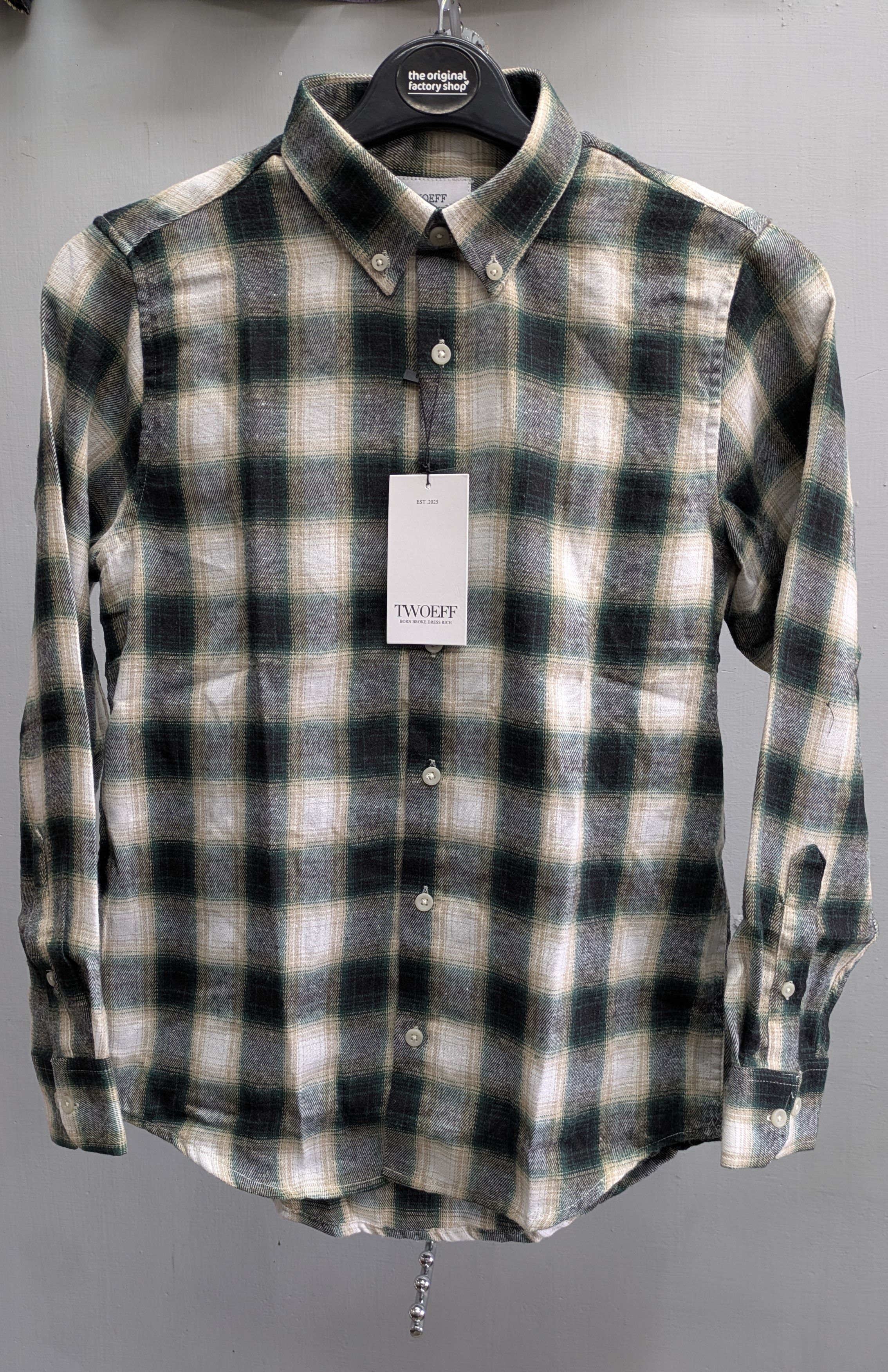 Brush cotton checks forest green & grey