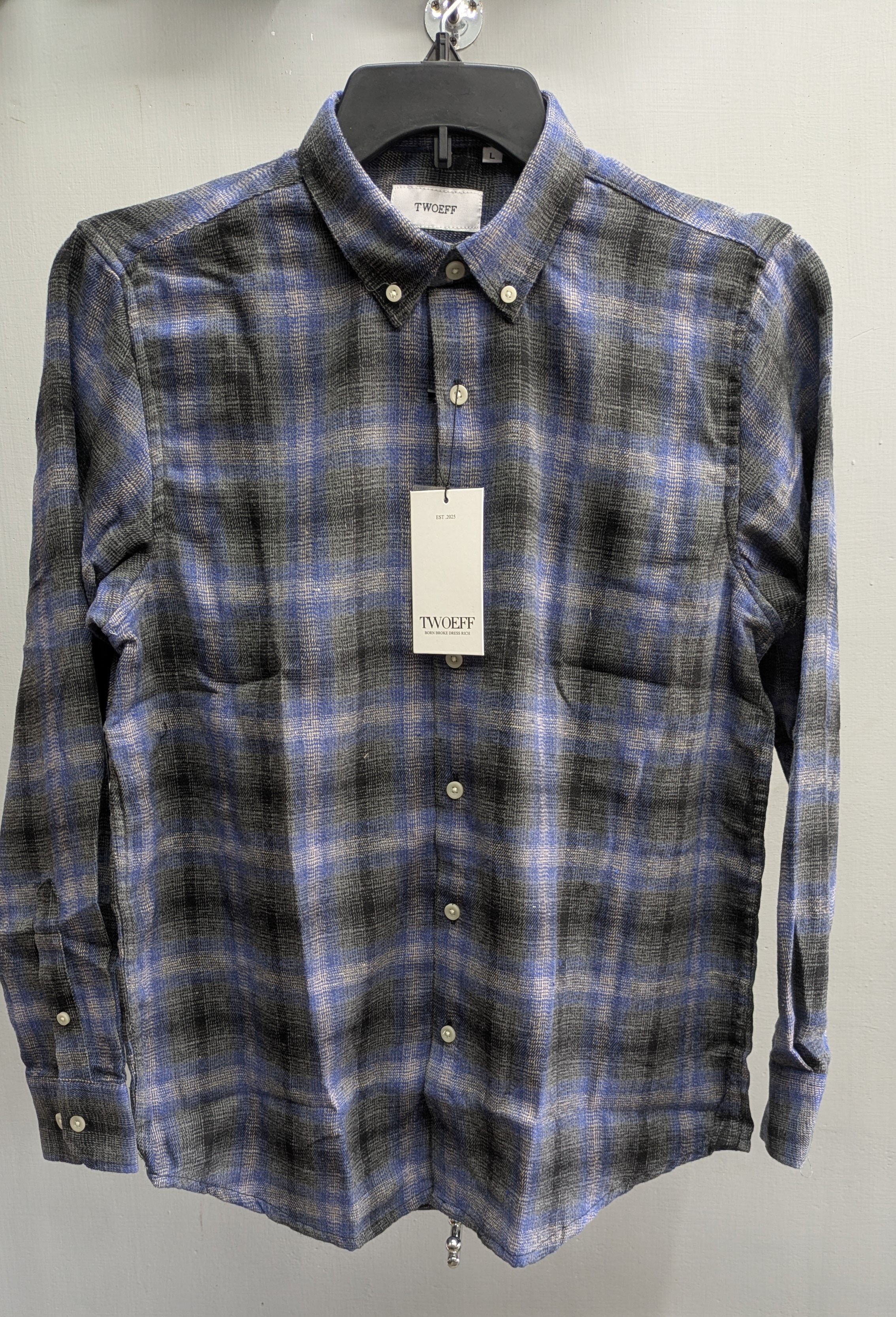 Brush cotton checks grey/blue shadow check