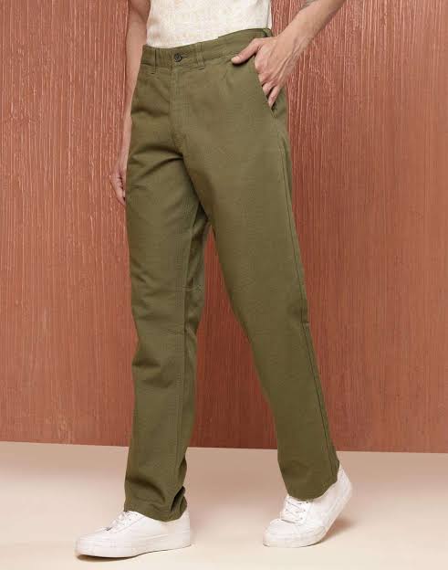 green cotton pants